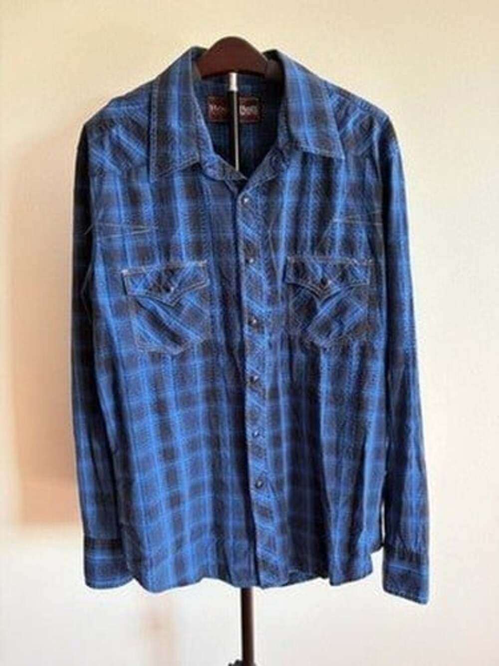 Rock & Roll Cowboy Machine Jeans Button-Up L Blue Mens